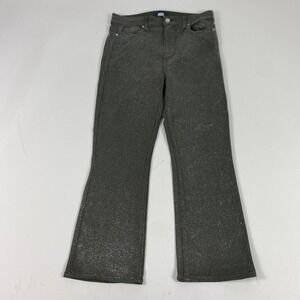 Paige Jeans Womens 29 Gray Silver Claudine Crop Flare Glitter Coated Shimmer